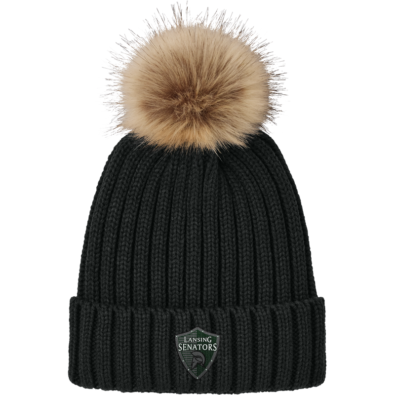 Lansing Senators Faux Fur Pom Beanie