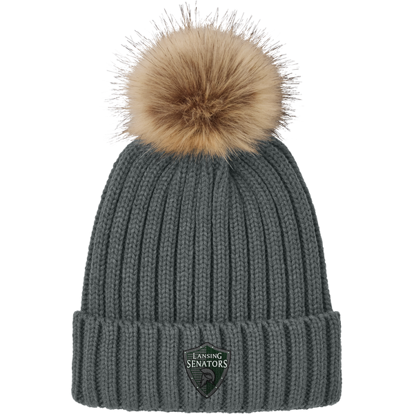 Lansing Senators Faux Fur Pom Beanie