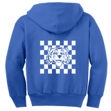 Coles Elementary Youth "Checkered Tiger" Full-Zip Hooded Sweatshirt